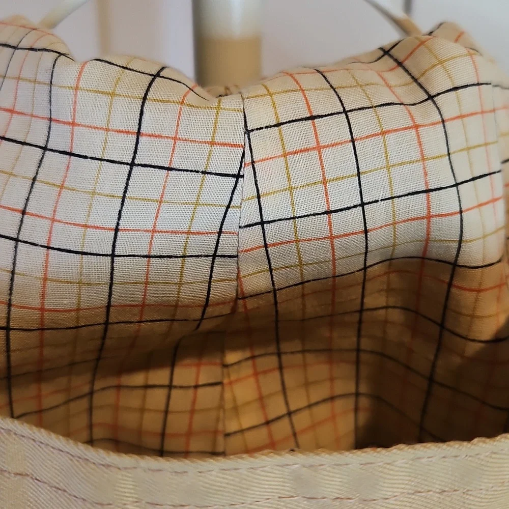 Vintage Casual Corner Tan Utility Jacket with Plaid Hood Kids 11/12 80s